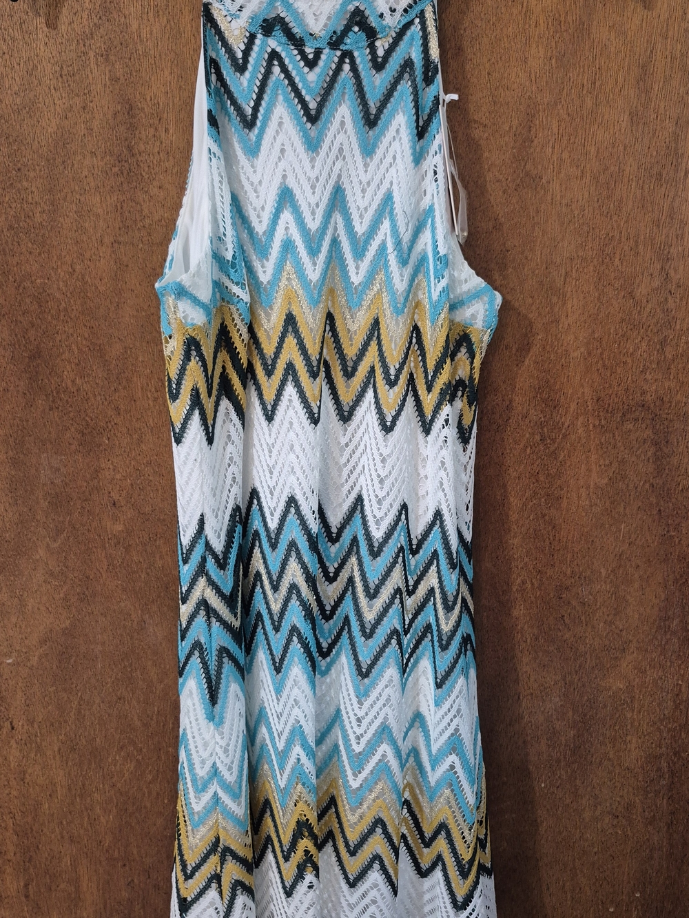 Candie's White, Teal & Mustard Chevron Maxi Dress